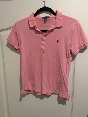 Pink Ralph Lauren polo blue logo size large